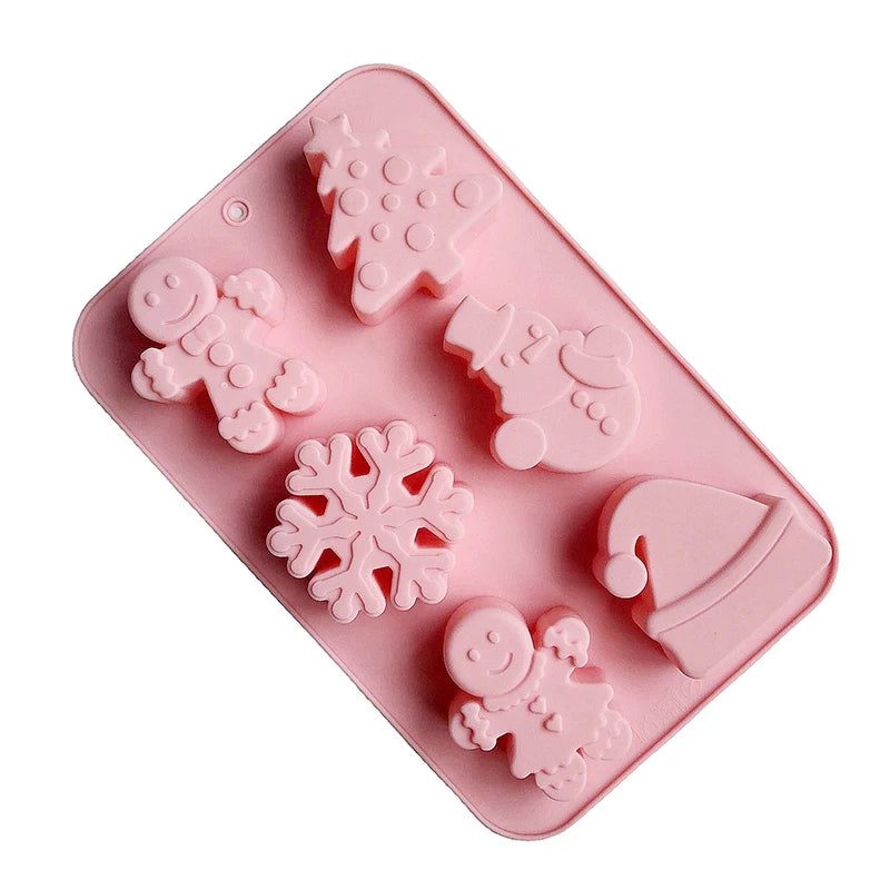 1 set Snowman Xmas Tree Christmas Silicone Molds Handmade Soap Molds New Year Cookie Cake Mold DIY Tool Holiday Party Supply