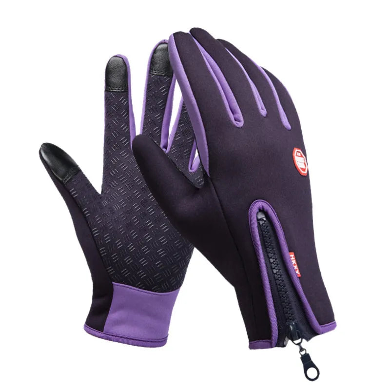 Winter Motorcycle Riding Gloves Waterproof Windproof Cycling Gloves Snowboard Motorcycle Driving Warm Touchscreen Zipper Glove