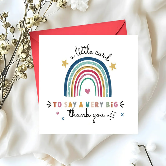 Whimsical Thank You Card with Colorful Rainbow & Stars Premium Card for Teachers, Doctors, Graduates, Coworkers - Thanksgiving,
