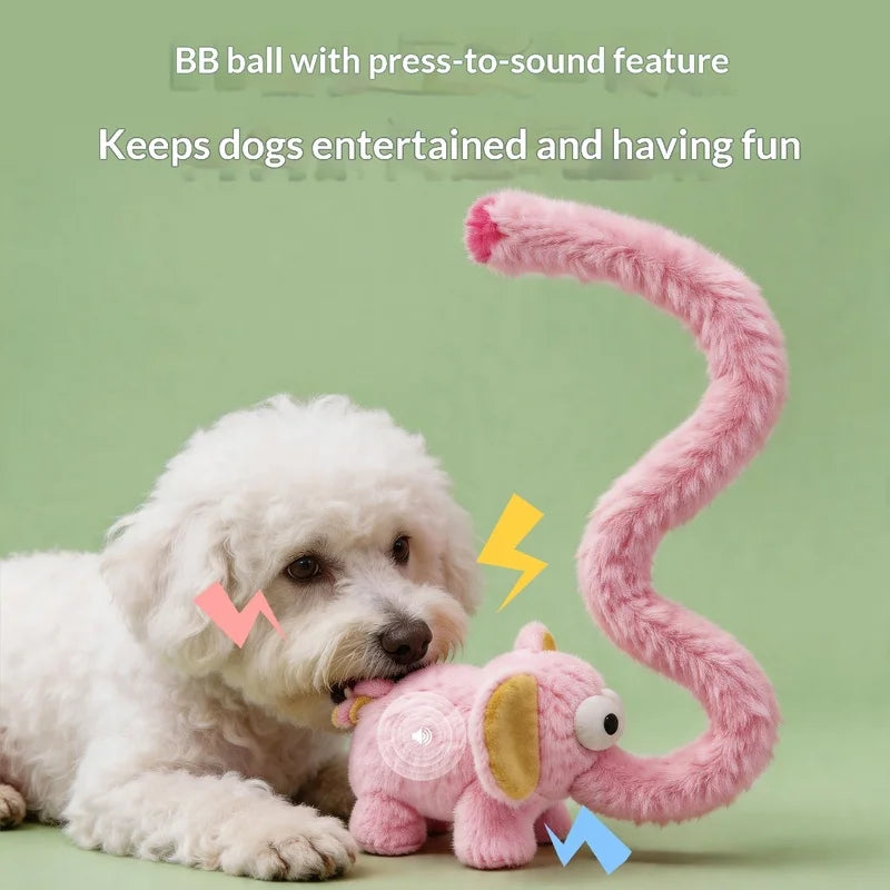 New dog toy: long-nosed elephant, makes sounds, interactive, self-amusing, relieves boredom, funny, cute, and educational for pe