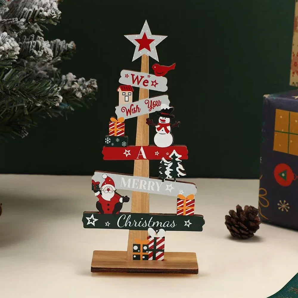 Runto 1pc Wooden Xmas Tree Ornaments Santa Claus Snowman 2025 Merry Christmas Home Decoration New Year Desktop Decor Navidad