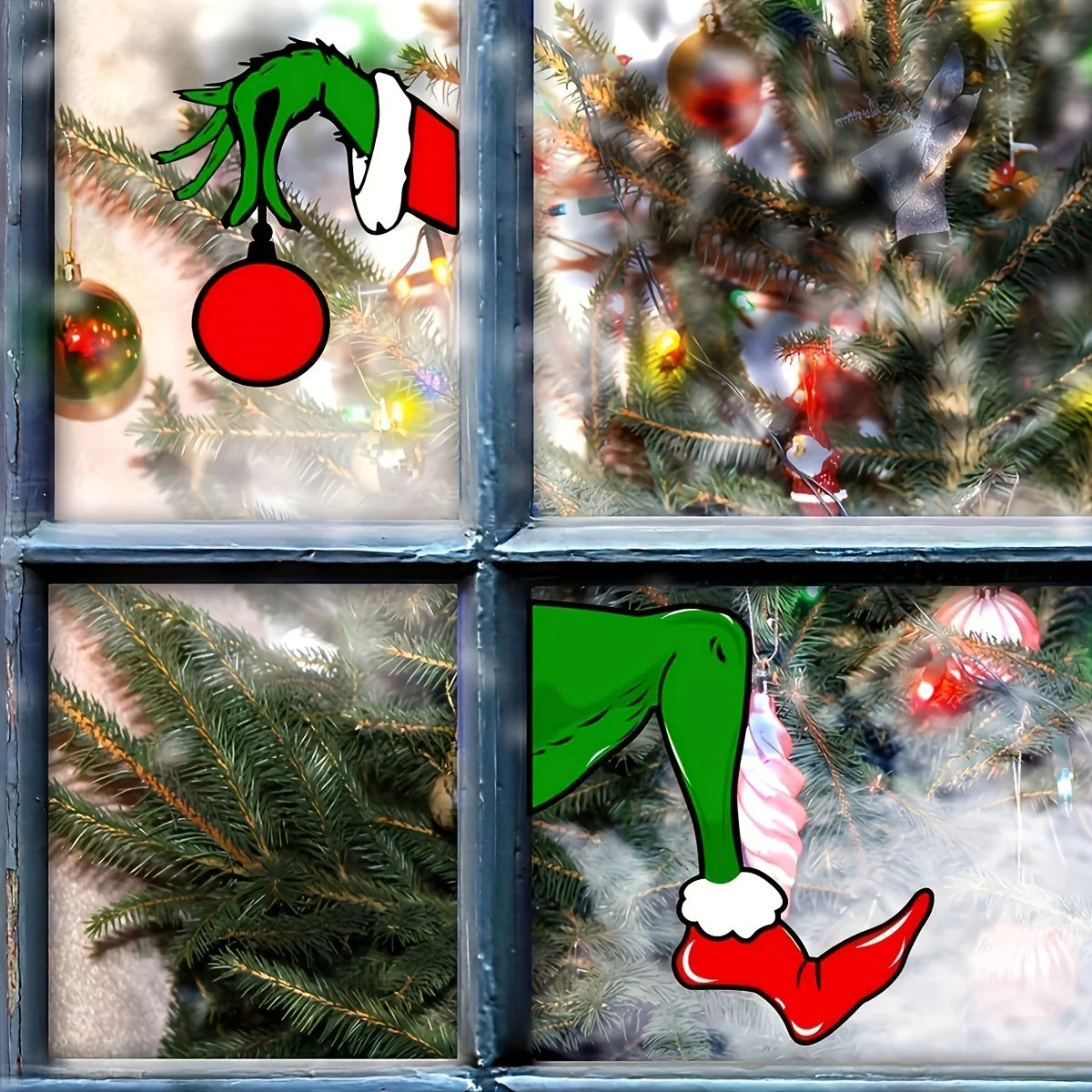 Christmas Decorations Welcome to Whoville Christmas Stickers Waterproof for Christmas Furry Green Santa Lair Themed Party Wall