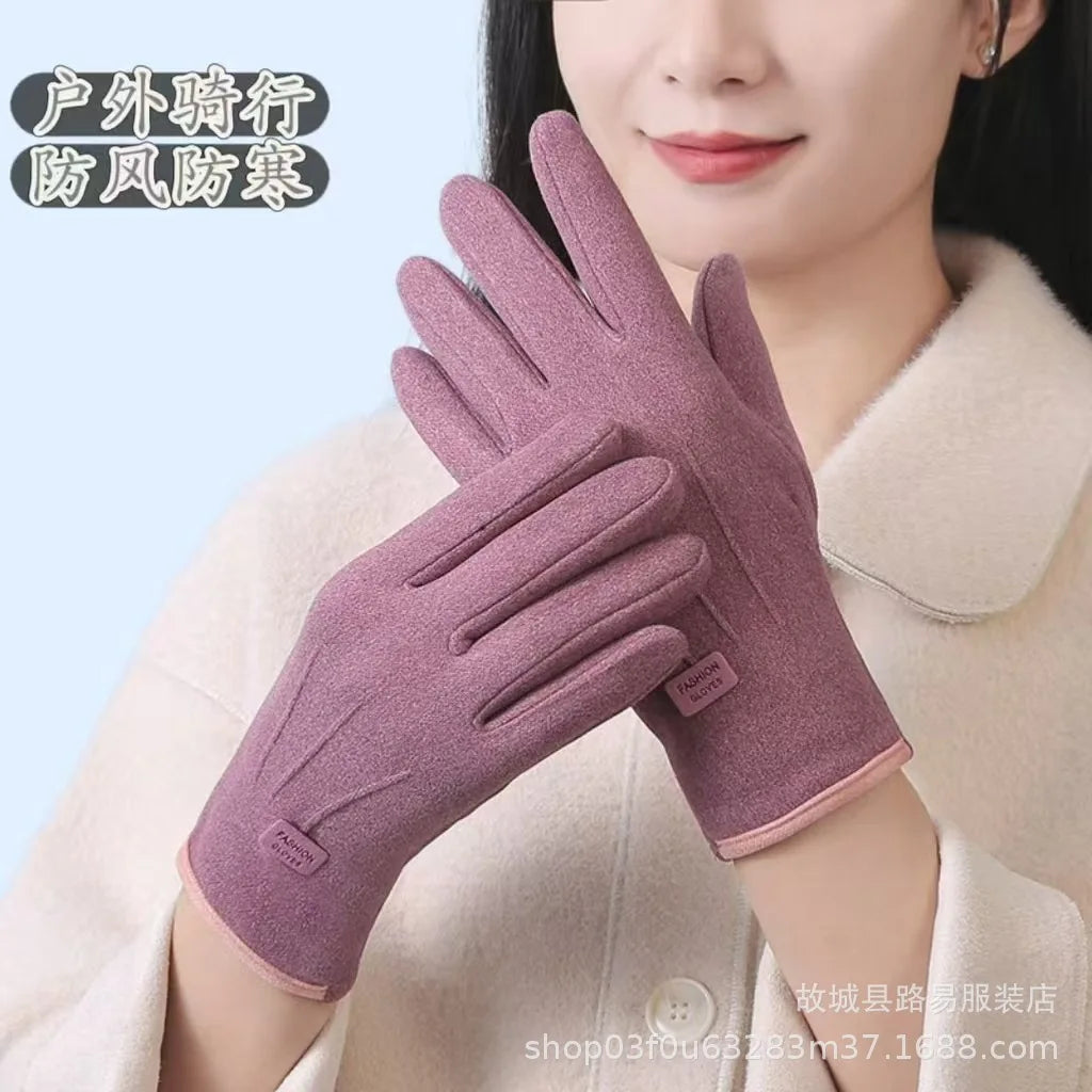 Gloves for Women, Winter Outdoor Cycling, Anti Cold Cotton, Cashmere, Fleece, Bicycle Insulation Gloves