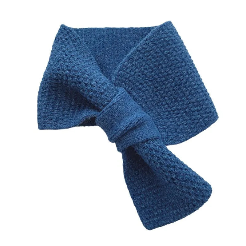 Knitted Small Scarf for Women Winter Trendy Lazy Neck Warmer Cross Korean Style Versatile Warm Solid Color Neck Protection