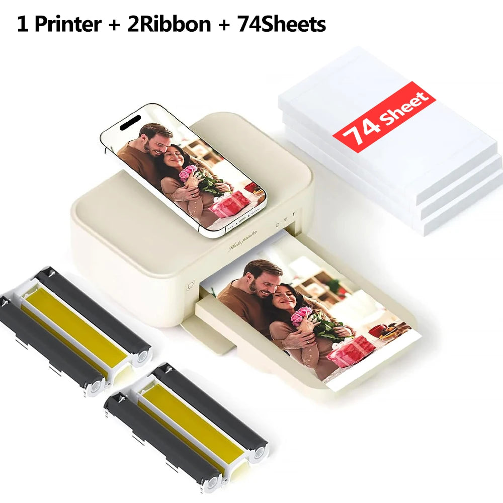 4x6inch Mini Portable 300dpi Color Photo Printer Wifi Wireless Connect Print with Cartridge Ribbon High Quality Picture Print