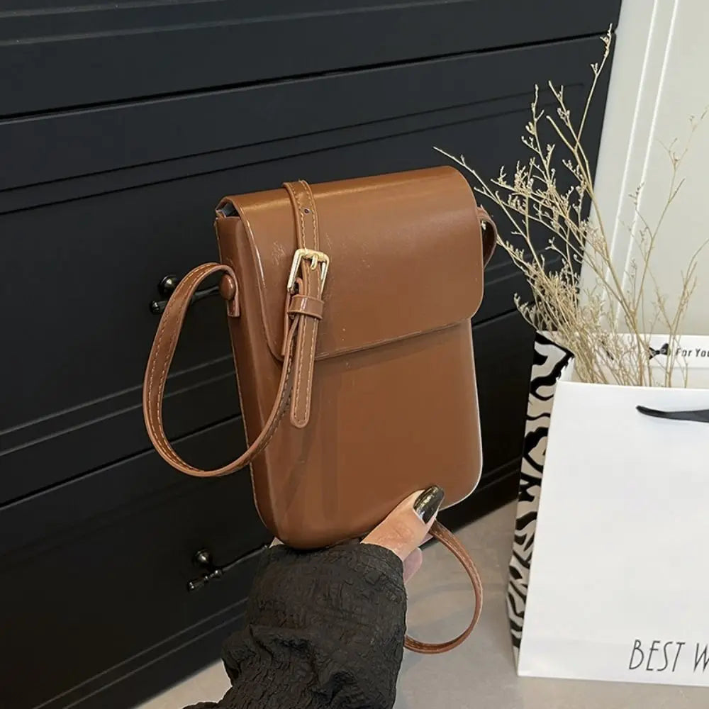 PU Leather Flap Crossbody Bags Simple Solid Large Capacity Women Handbags Vertical Phone Wallet Phone Shoulder Purses