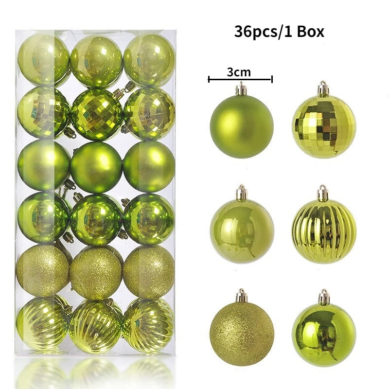 24/36Pcs Merry Christmas Ball Hanging Christmas Tree Decoration for Home Indoor Decor New Year 2026 Navidad DIY Party Supplies