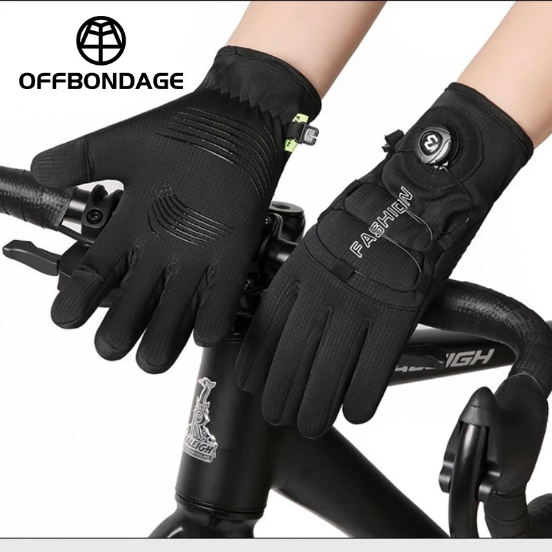 OFFBONDAG Winter Warm Gloves Men Women Extended Thickened Windproof Waterproof Sports Touchscreen MTB Skiing Cycling Gloves
