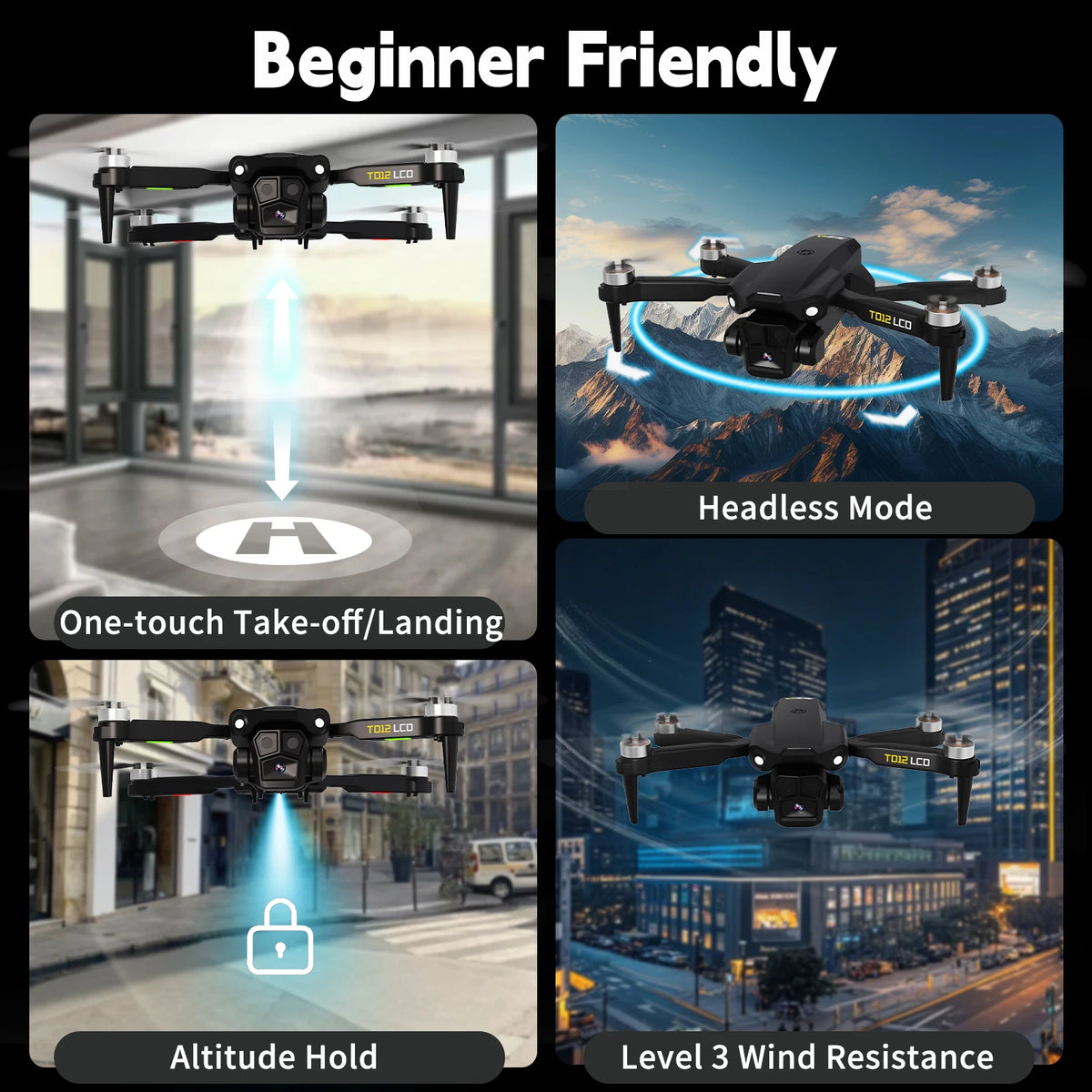 TD12LCD Brushless Camera Drone with LCD Controller