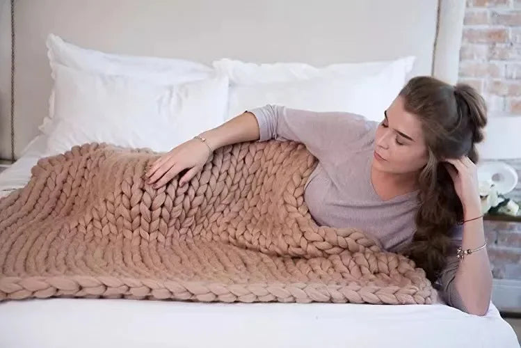 Weighted Knitted Weighted Blanket Queen Size Handmade Minky Chunky Throw Blanket Soft And Breathable Best Gift For Christmas