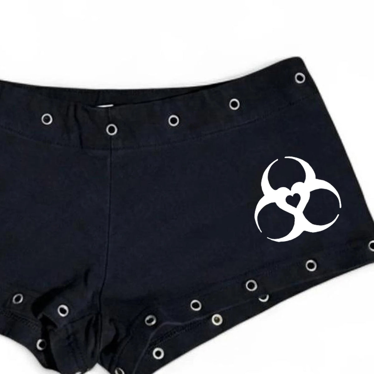 Studded Low Waist Shorts in Black