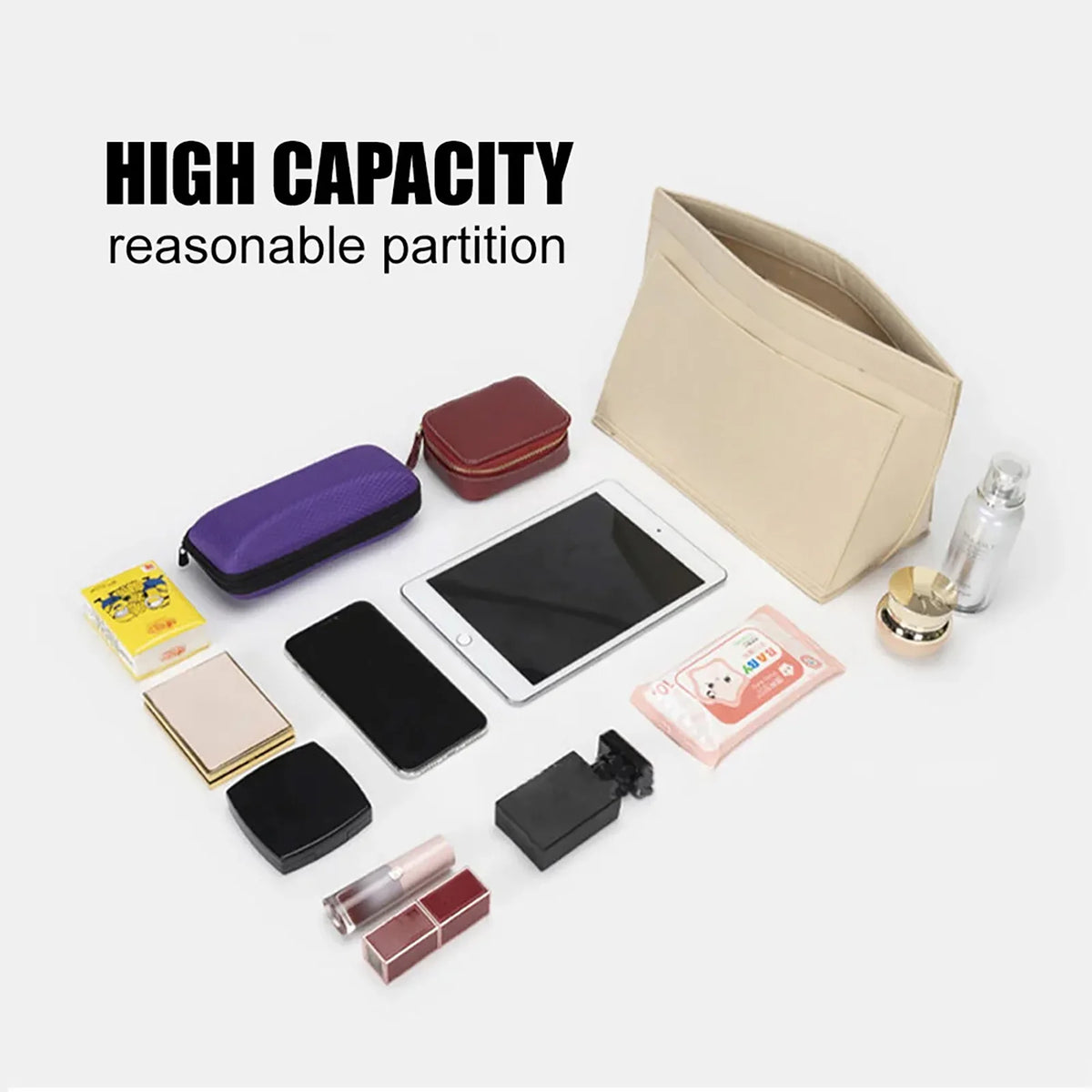Felt Insert Bag Fits For Longchamp Handbag Liner Bag Felt Cloth Makeup