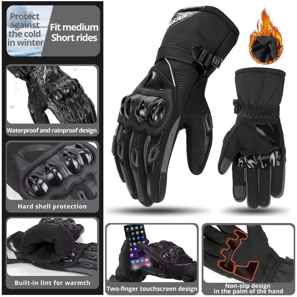 Motorcycle Winter Gloves Unisex Cold Weather Windproof Waterproof Motocross Gloves Lined Touchscreen Anti-Scratch Protection