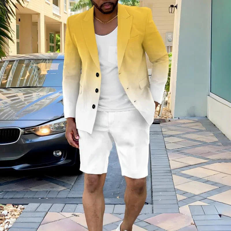 2026 Mens Clothing Summer Single-Breasted Outfits Men Business Office Short Pants Suit Fashion Casual Long Sleeve Two Piece Sets