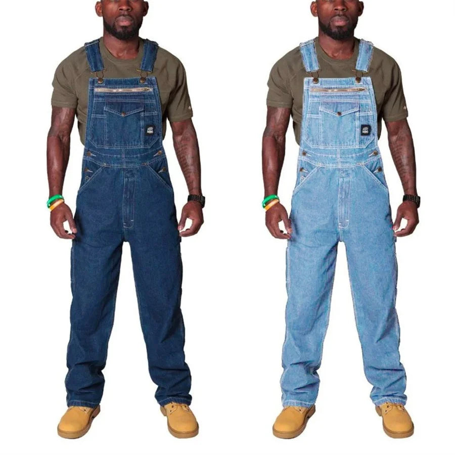 Mens Jeans Cargo Trousers Overalls for Men Fashion Denim Jumpsuit Oversized Bib Pants Men's Clothing Straight Streetwear