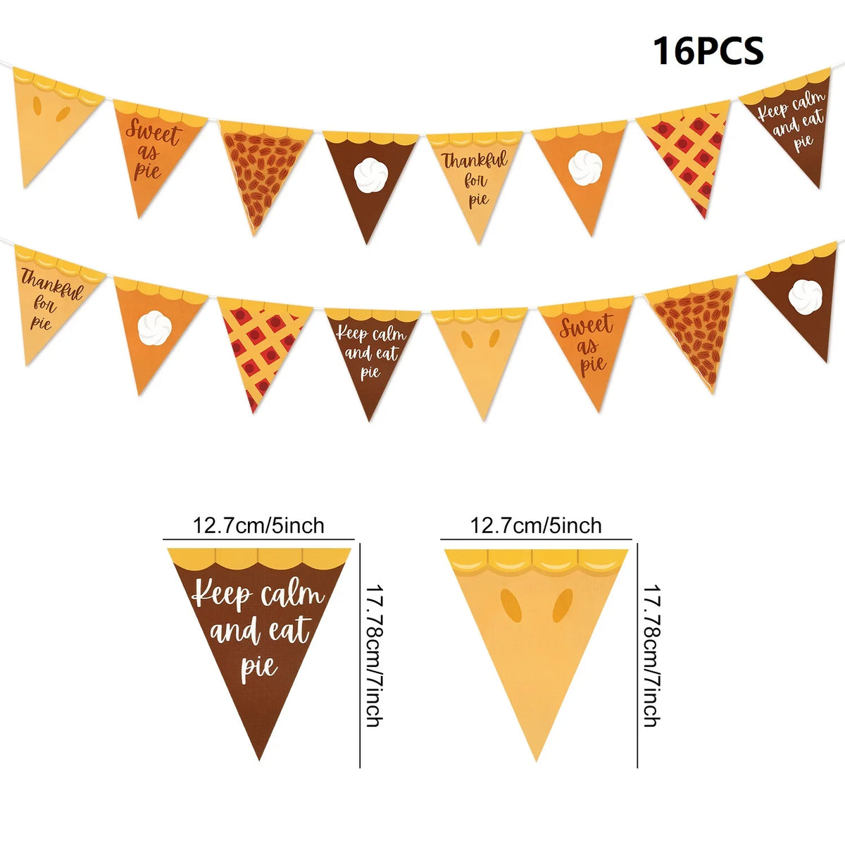 2026 Thanksgiving Fall Themed Pizz Pie Triangle Flag Decoration Autumn Harvest Halloween Pennant Party Fireplace Wall Home Decor