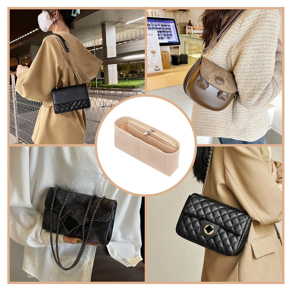 Felt Insert Bag Organizer, Makeup Organizers, Liner Perfect for Brand