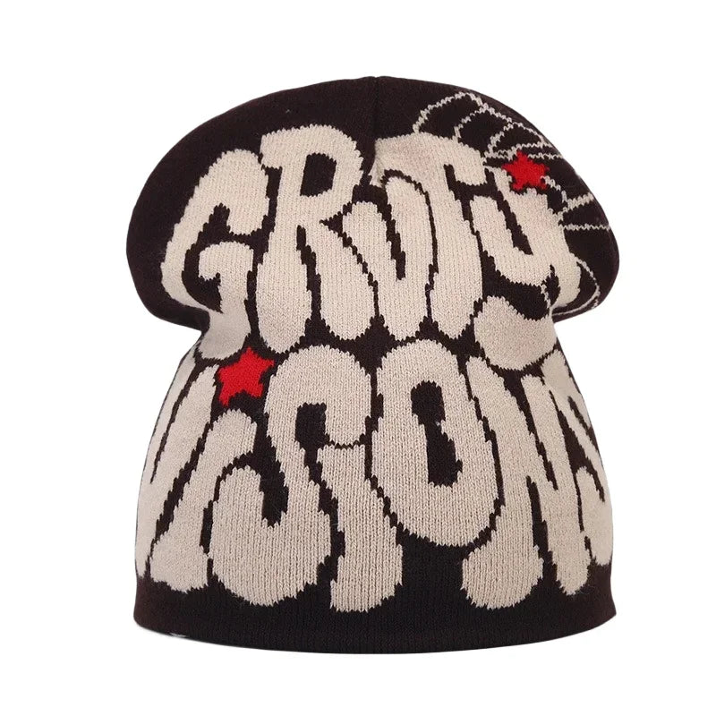 Y2K Letter Knitted Winter Autumn Beanie Cap Men Women Kanye Beanies Gorras Hombre Top Warm Skiing Hat Ear Hats Hip Hop Skullcap