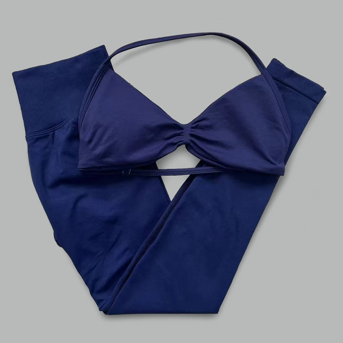 Seamless Halter Neck Yoga Set, 2 Piece