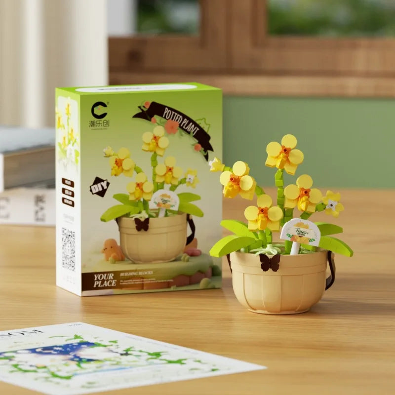 Christmas Gift Building Blocks - Creative Floral Basket Building, Fun Educational DIY Puzzle Toys