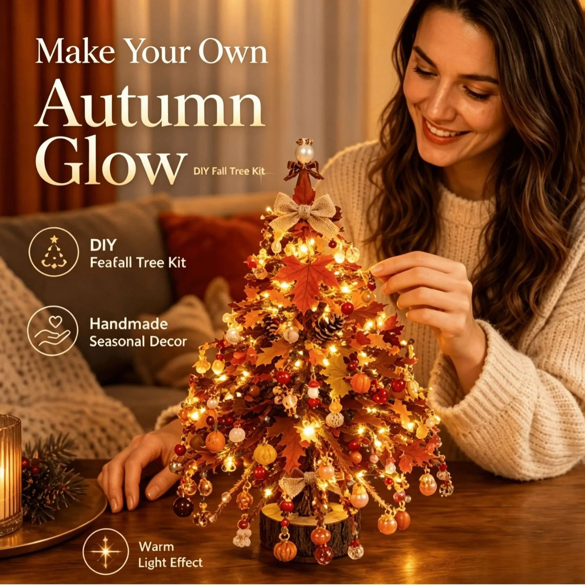 DIY Beaded Christmas Tree Kit for Kids & Adults 3D Crystal Craft with LED Lights, Bonding Holiday Activity & Festive Home Accent