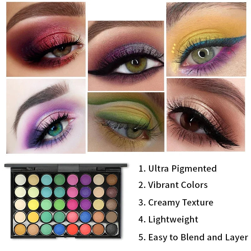 40 Colors Glitter Eyeshadow Palette Matte Waterproof Long Lasting Pressed Powder Cosmetics Kit Fashion Women Eye Makeup palette