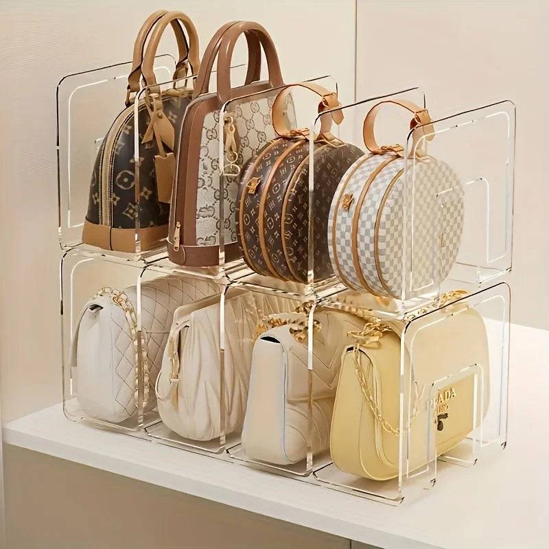 2-Pack Clear Acrylic Handbag Organizers - Space-Saving Closet Racks