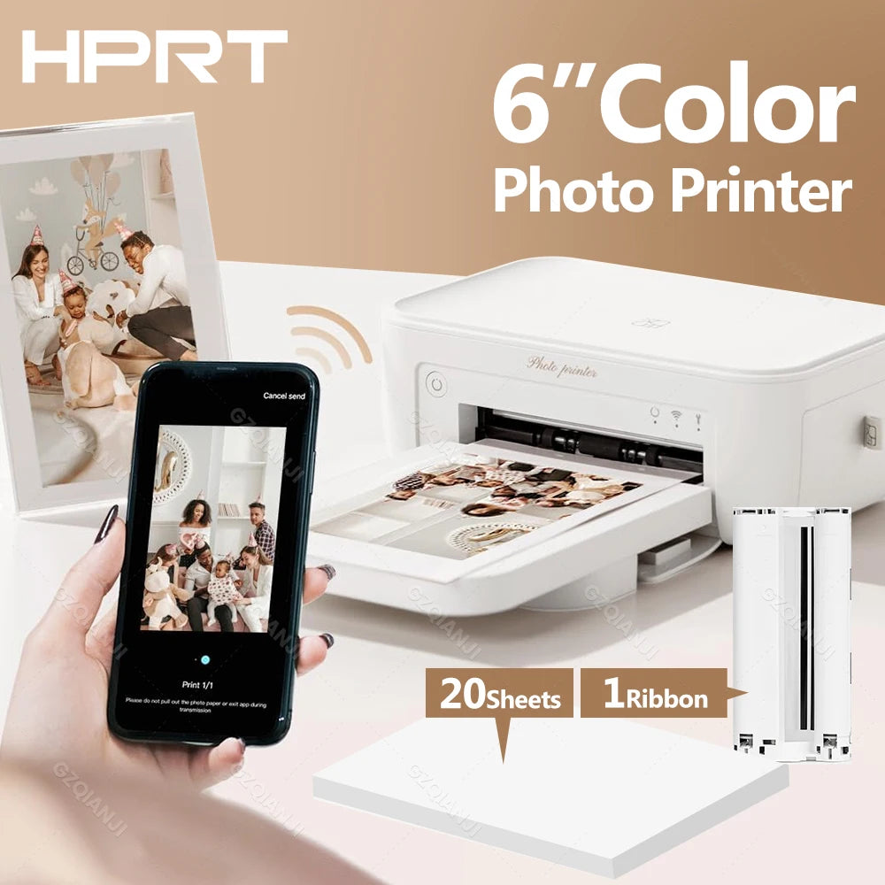 4x6inch Mini Portable 300dpi Color Photo Printer Wifi Wireless Connect Print with Cartridge Ribbon High Quality Picture Print
