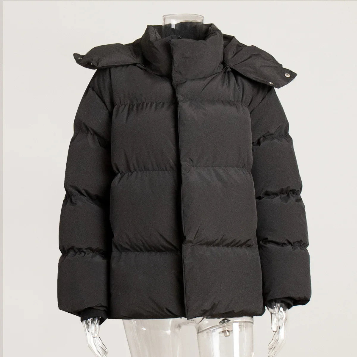 New Women Loose Cotton Padded Jacket Solid Hooded Parkas Coat Female Puffer Coat Winter Outwear