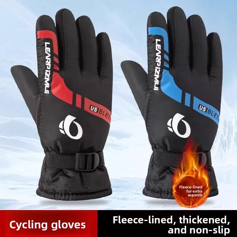 Cycling Winter Cycling Gloves Warm Velvet Winter Windproof Waterproof Outdoor Motorcycle Takeaway Cold Cotton Gloves