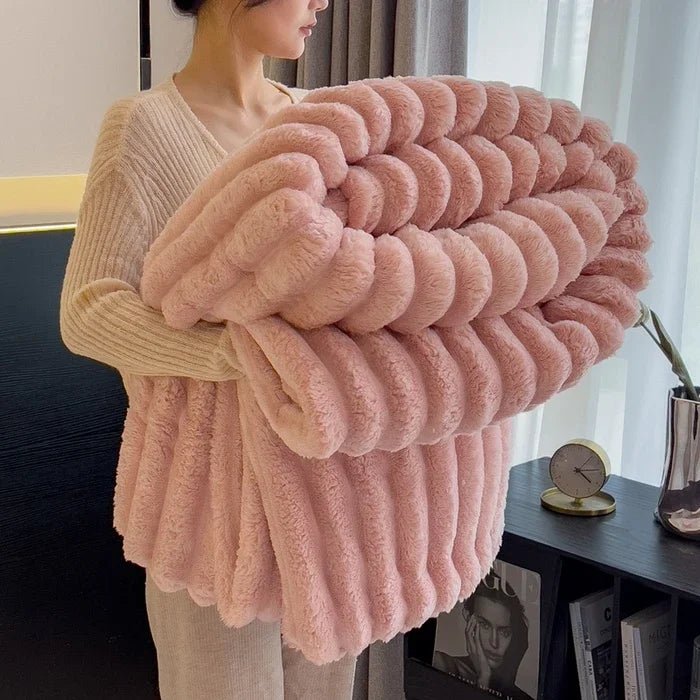 Solid Color Thickened Wide Striped Multifunctional Blanket Can Be Used As Bed Sheet Cover Blanket， Nap Blanket， Pet Blanket