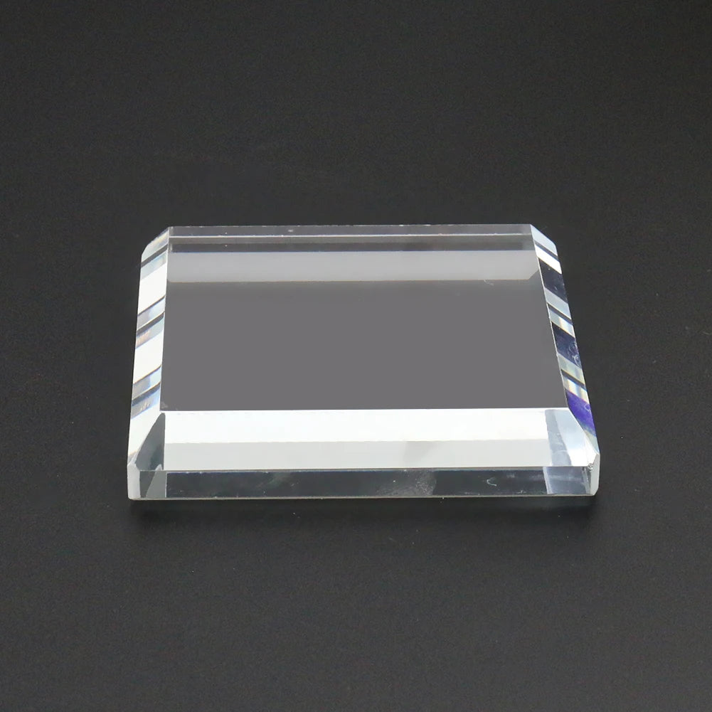 Transparent Square Cube Crystal Glass Base Craft Earrings Rings Necklace Jewelry Display Stand Home Decor Ornaments