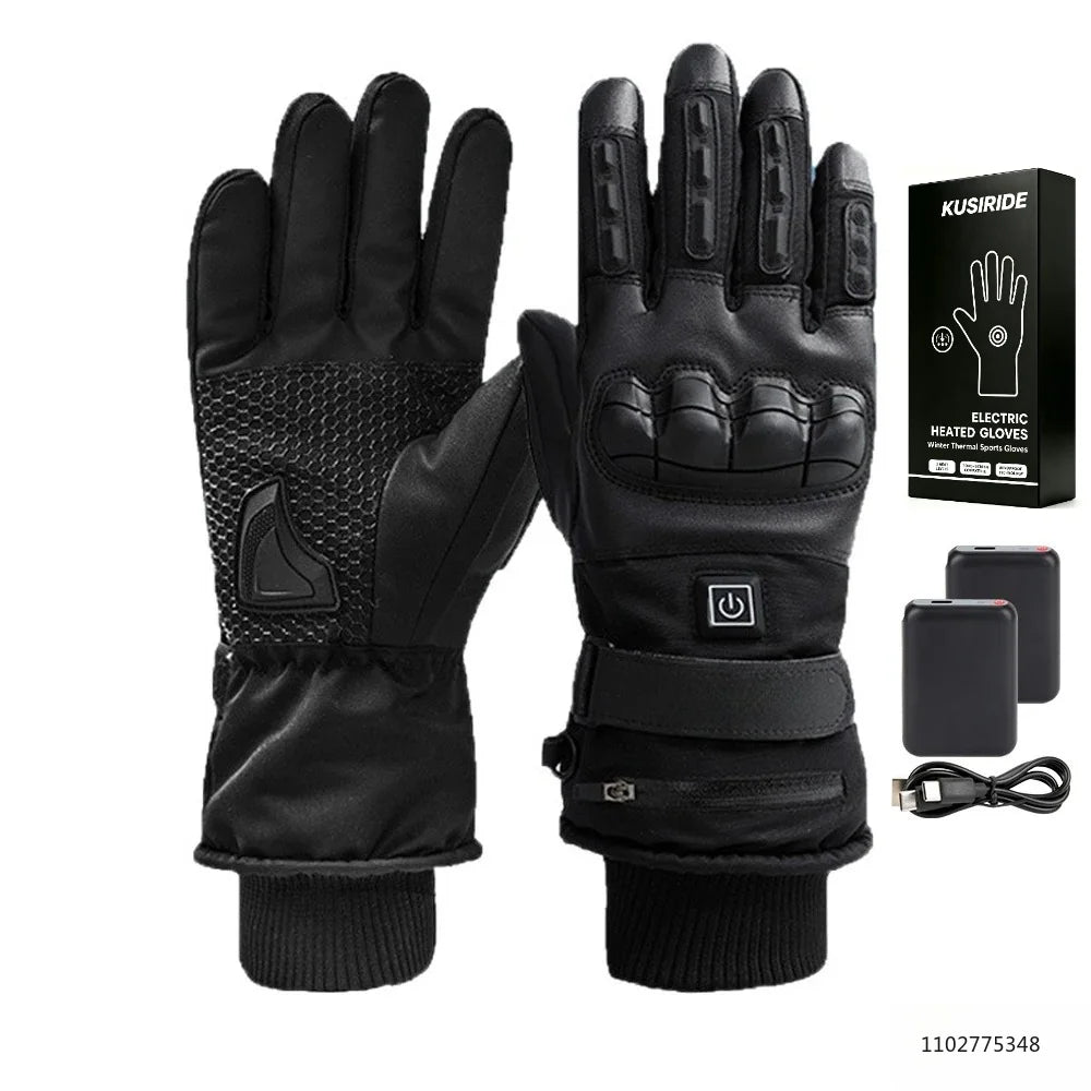 New Winter Heated Gloves for Motorcycle Biker Men Women Touchscreen Rechargeable Self Heating Gloves Ski Hiking Hand Warmer