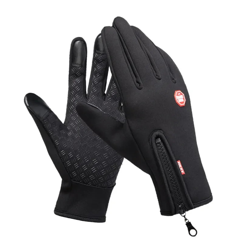 Winter Motorcycle Riding Gloves Waterproof Windproof Cycling Gloves Snowboard Motorcycle Driving Warm Touchscreen Zipper Glove