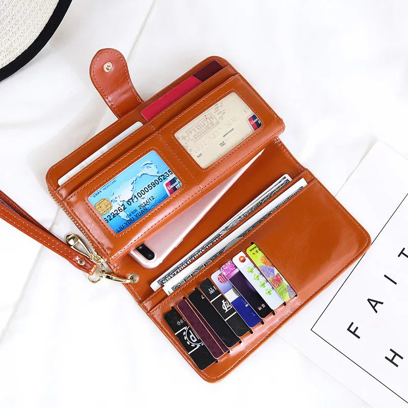 Women's PU Leather Long Wallet – Fashion Solid Color Zipper Purse, Large Capacity Coin Money Holder, Ladies Clutch Bolsa Mujer