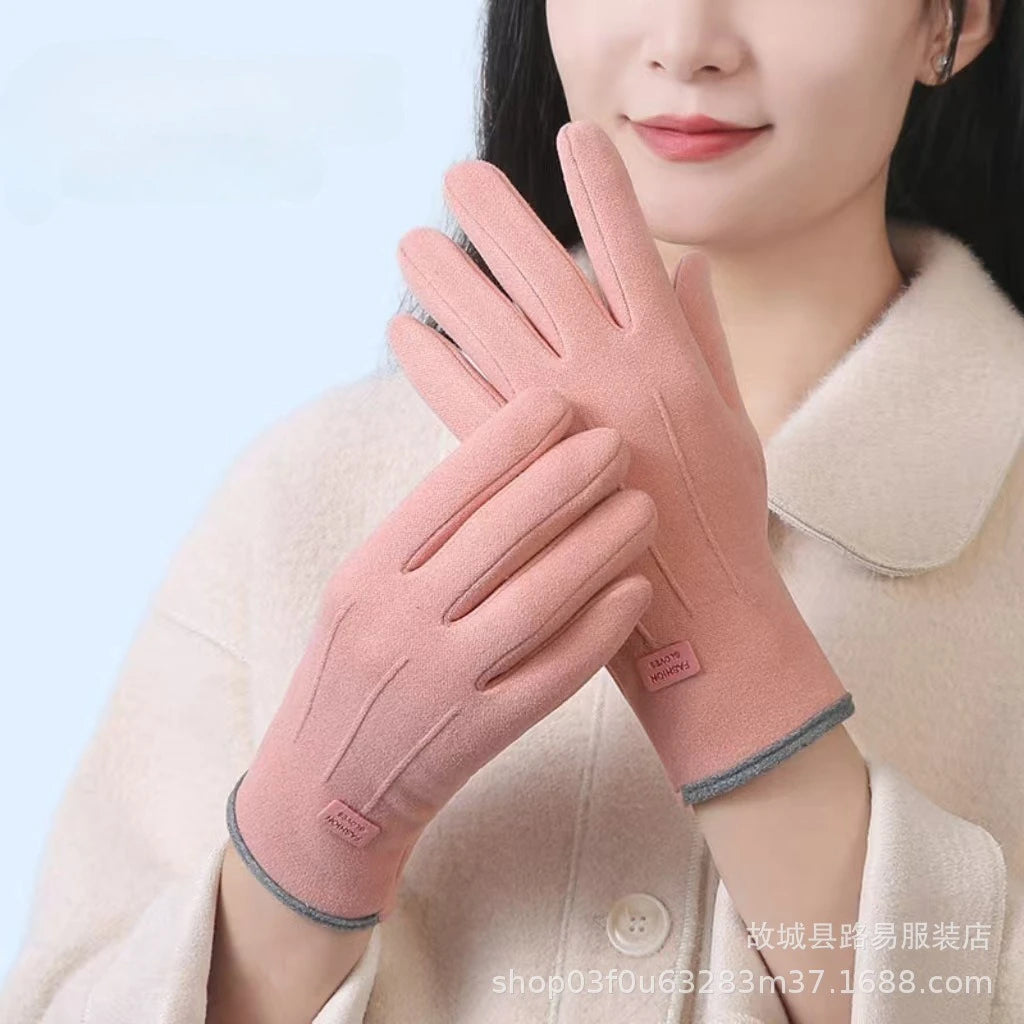 Gloves for Women, Winter Outdoor Cycling, Anti Cold Cotton, Cashmere, Fleece, Bicycle Insulation Gloves