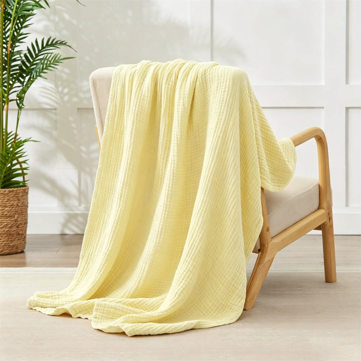 100% Cotton Muslin Blanket,6-Layer Lightweight Blanket for Bed,Pre-Washed Breathable Gauze for Bed Layering,All Season Comfort