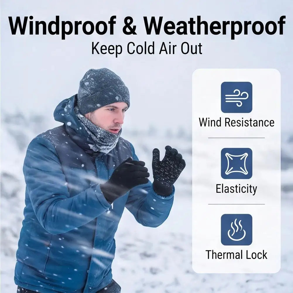 Winter Warm Touchscreen Gloves Men Women Windproof Soft Knit Cycling Gloves Anti Slip Silicone Grip For Outdoor Bicycle Driving