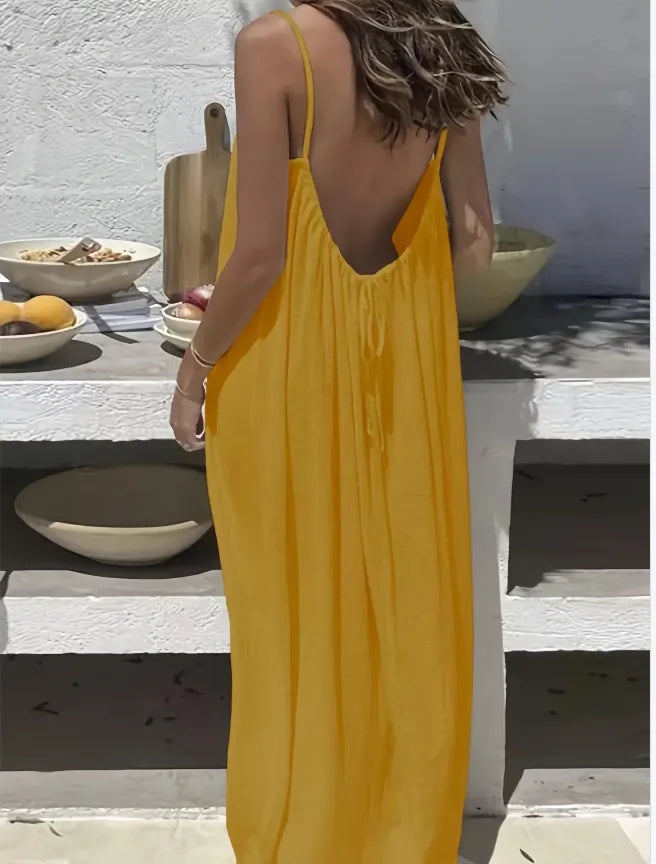 Open Back Strap Maxi Lounge Dress