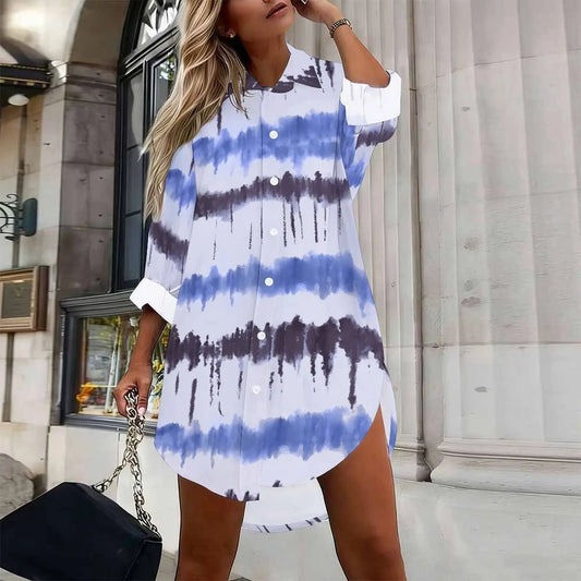 Autumn Trendy Clothes Winter Daily Casual Outfit Loose Shirt Elegant Long-Sleeved Women's Printed Top Fashion Buttons Blouse