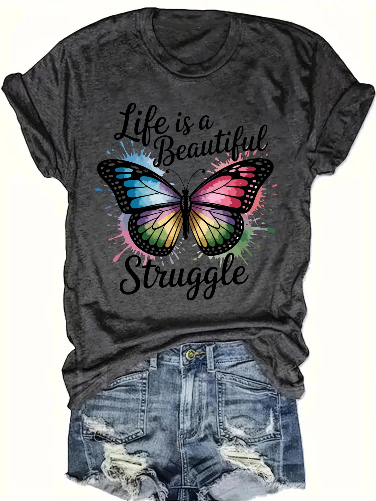 Women's plus size vest Life Is A Beautiful Struggle Suitable for sports and daily wear womens clothes summer casual shirts
