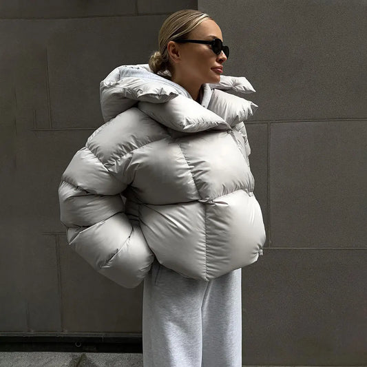 Autumn Winter Warm Coat Thick Parkas Long Sleeve Parkas Female Street Fashion Hoodies Woman's Cotton-padded Jacket