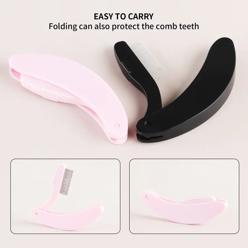 Folding Ultra-fine Stainless Steel Eyelash Brush Eyelash Separator Eyebrow Eyelash Extension Comb Eye Lash Curler Eyelash Tools