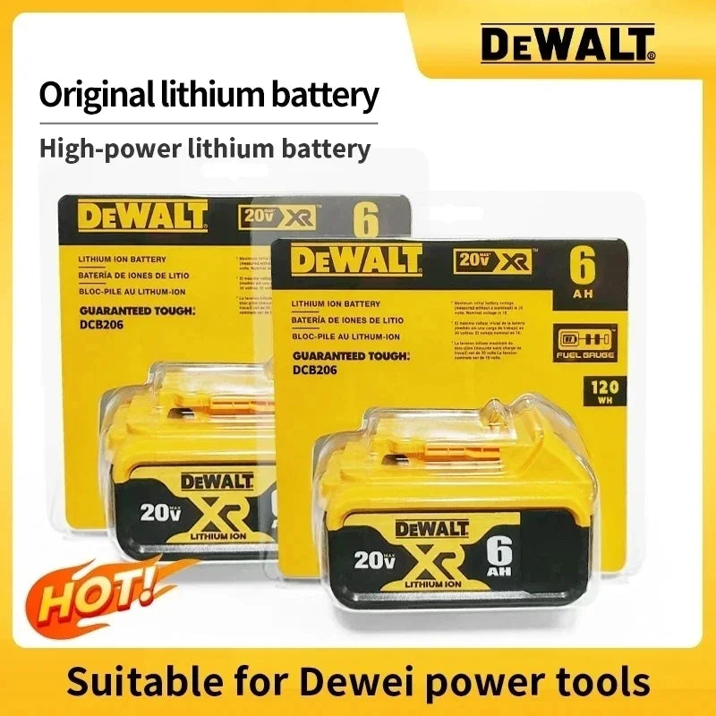 100% Genuine Dewalt 20V 6AH Battery, Rechargeable Lithium Ion Battery, Dewalt DCB200DCBL722/DCL050/DCF850Power Tool Replacement