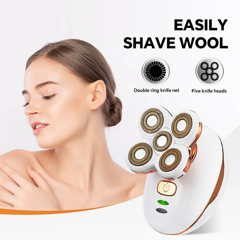 USB Electric Shaver with 5 Rotating Blades, Can Also Be Used as a Bald Head Machine Tool
