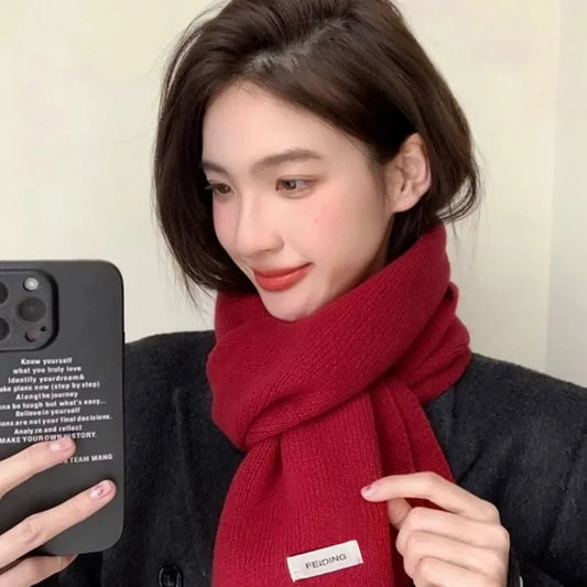 Winter Thermal Knitted Scarf Unisex Solid Color Neck Shawl Wrap Warm Windproof Solid Color Women Men Fashion Motorcycle Scarfs