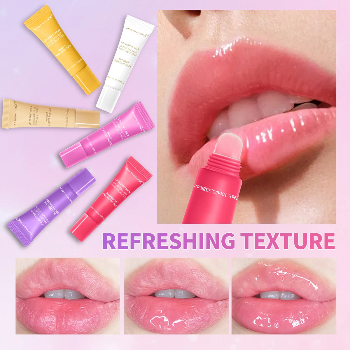 24pcs/box 6-color moisturizing lip gloss - Long lasting moisturizing, nourishing lips, glossy effect, women's gift choice