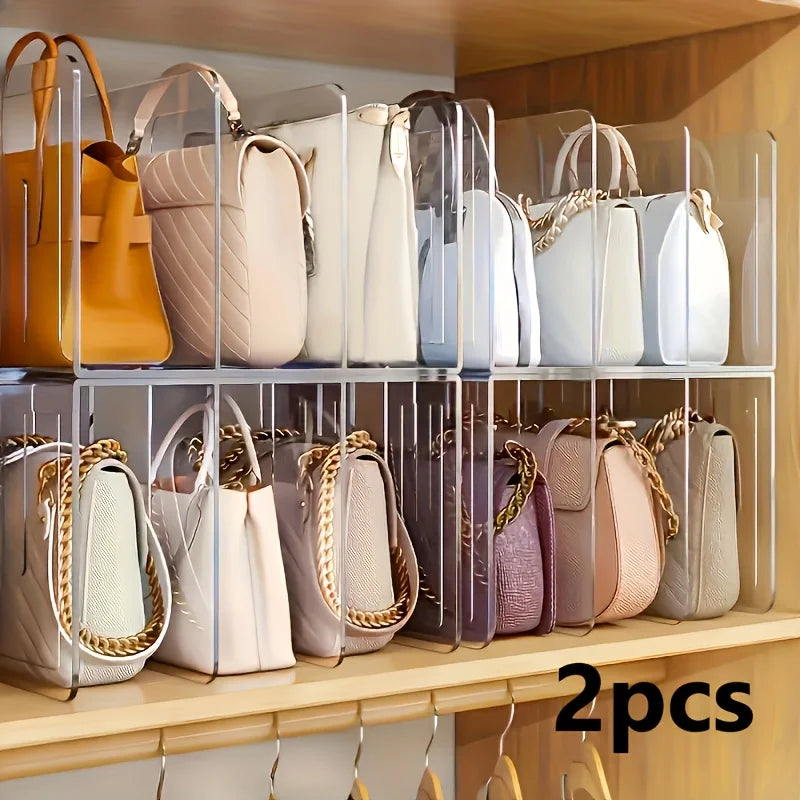 2-Pack Clear Acrylic Handbag Organizers - Space-Saving Closet Racks
