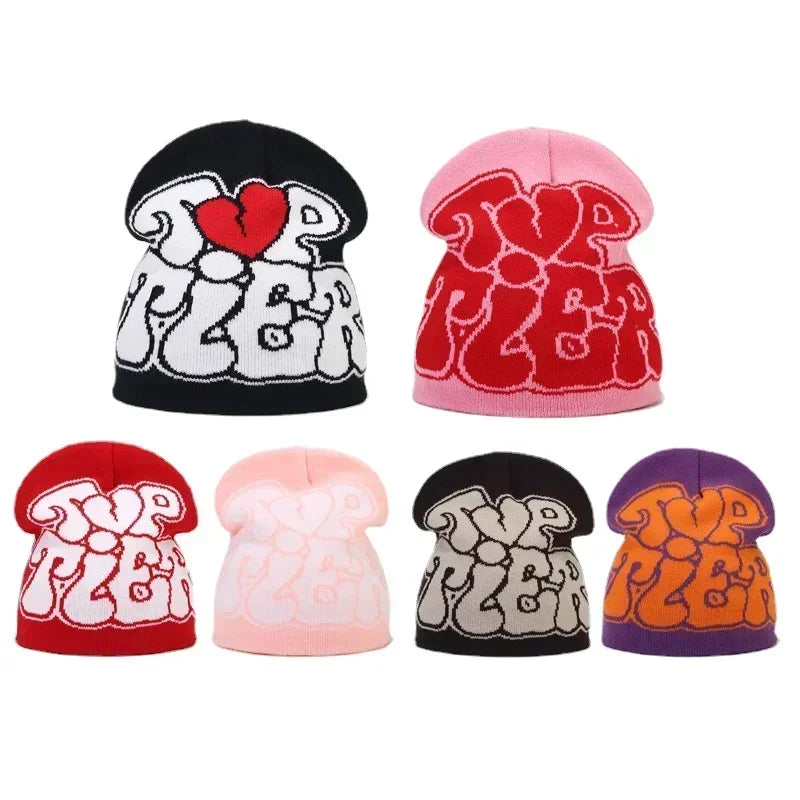 Y2K Letter Knitted Winter Autumn Beanie Cap Men Women Kanye Beanies Gorras Hombre Top Warm Skiing Hat Ear Hats Hip Hop Skullcap