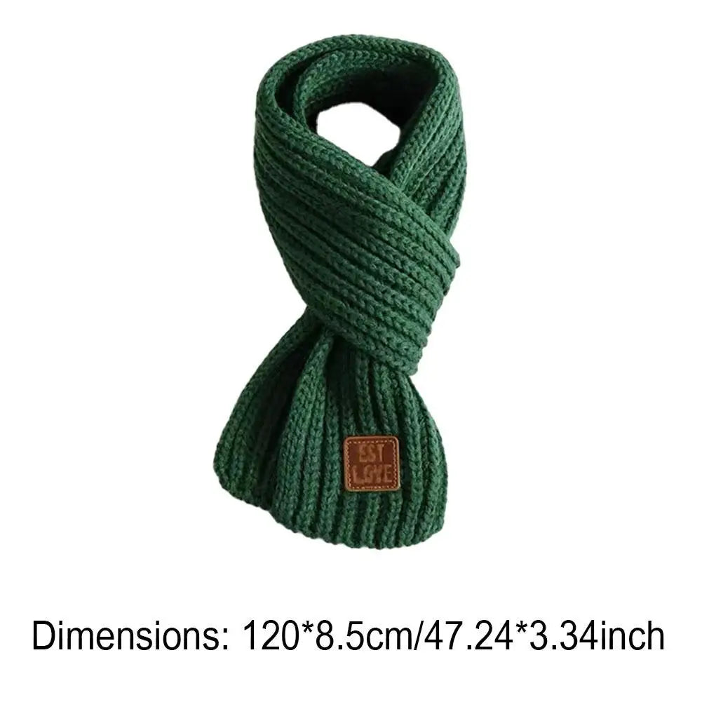 Kids Winter Knitted Scarf Warm Soft Outdoor  Windproof Neckerchief Solid Color Scarf Children's Warm Accessories